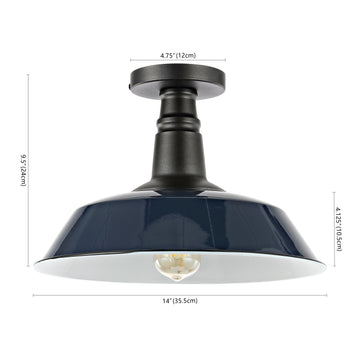 Camila 14"  Classic Industrial Indoor/Outdoor Iron LED Semi Flush Mount